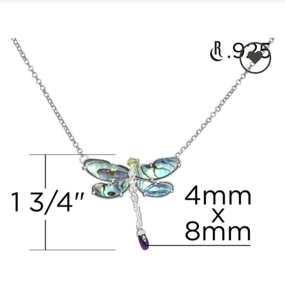 RETIRED Carolyn Pollack Ltd Edition Sterling Silver Abalone Dragonfly Necklace - Picture 7 of 11